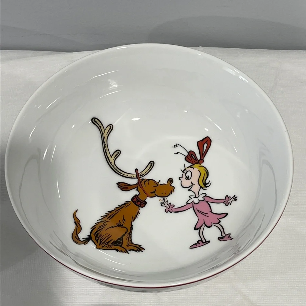 Williams Sonoma Dr. Seuss The Grinch Christmas Porcelain Cereal Bowls Set of 4